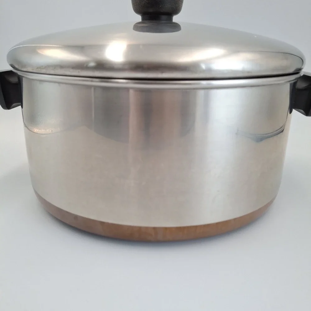 Vintage Revere Ware 4 1/2 Qt Copper Clad Stock Pot with Lid 1801 Clinton‎ IL USA